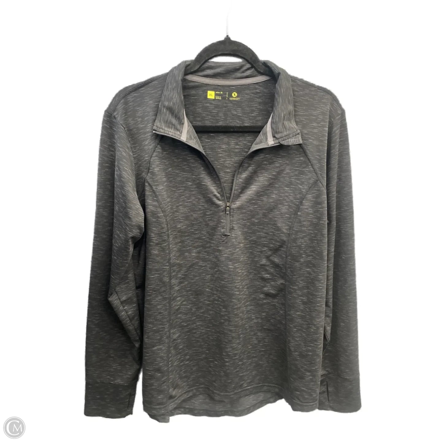 Athletic Top Long Sleeve Collar By Xersion In Black, Size: Xl