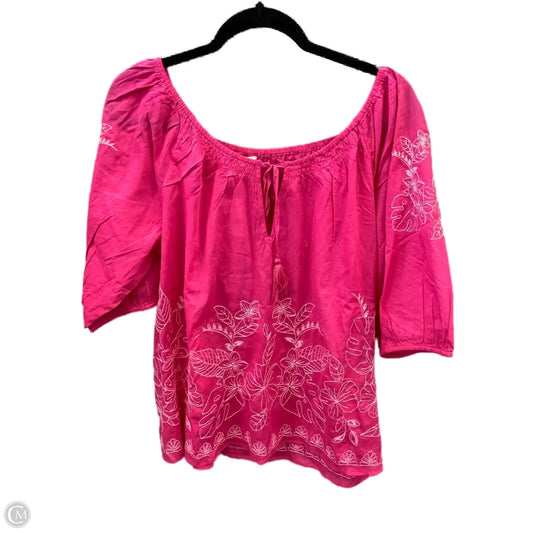 Blouse Short Sleeve By Cato In Pink, Size: L