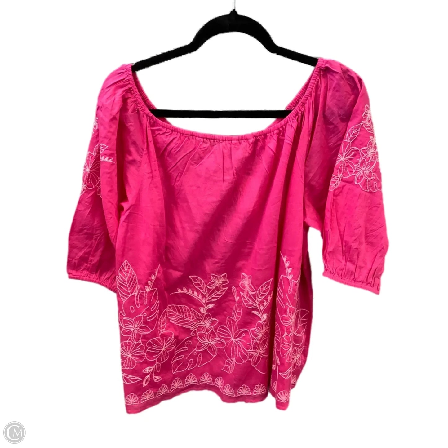 Blouse Short Sleeve By Cato In Pink, Size: L