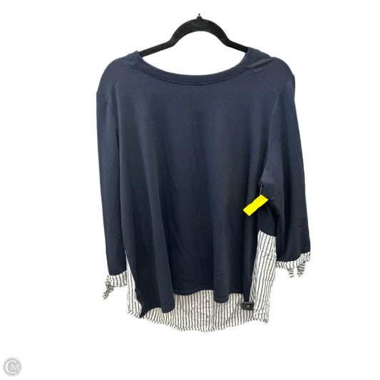 Top Long Sleeve By Ab Studio In Blue, Size: Xxl