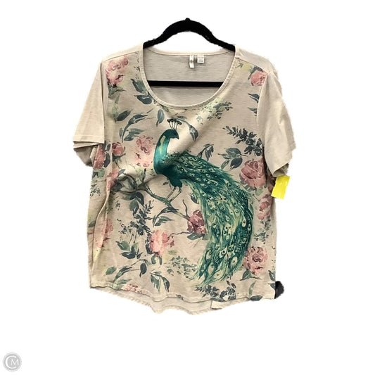 Top Short Sleeve By Cato In Beige, Size: 1x