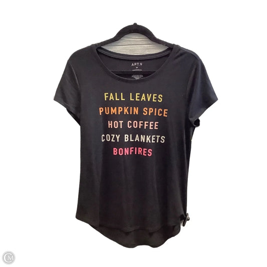 Top Short Sleeve By Apt 9 In Black, Size: M
