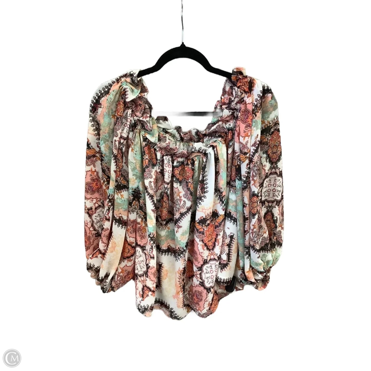 Blouse Long Sleeve By International Concepts In Multi-colored, Size: 1x