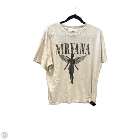 Top Short Sleeve By H&m In Tan, Size: S