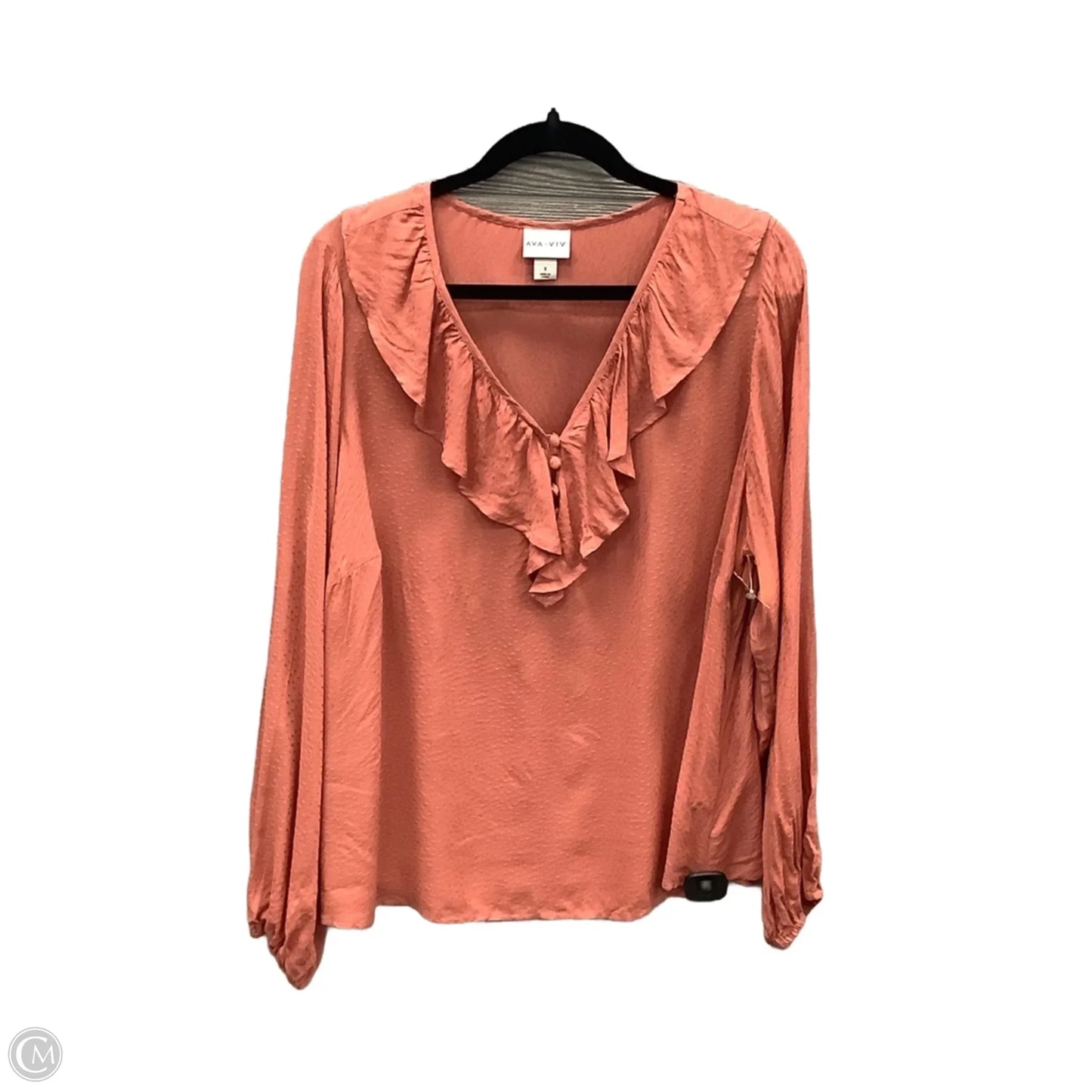 Blouse Long Sleeve By Ava & Viv In Pink, Size: L