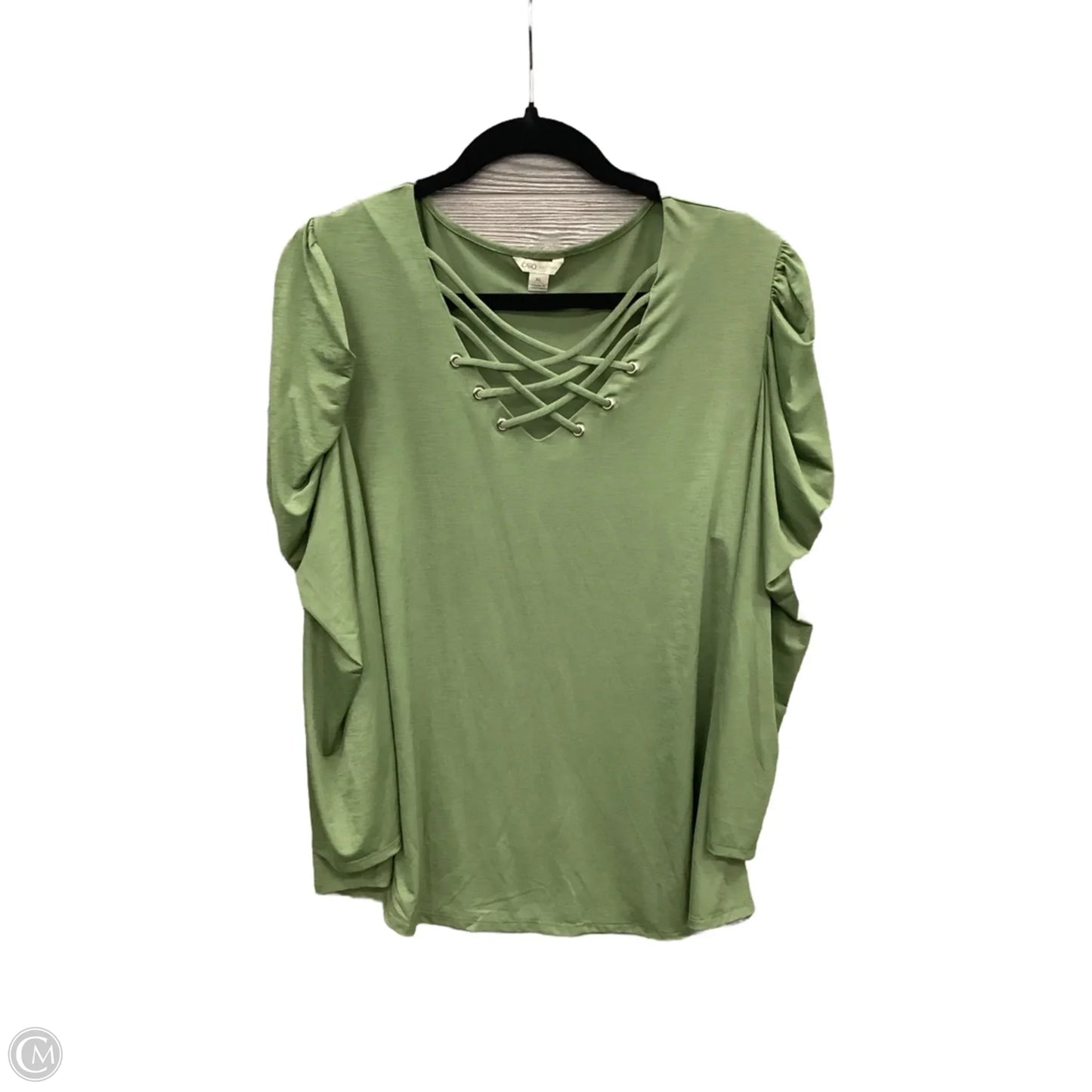 Top Long Sleeve By Cato In Green, Size: Xl