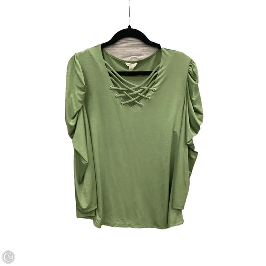 Top Long Sleeve By Cato In Green, Size: Xl
