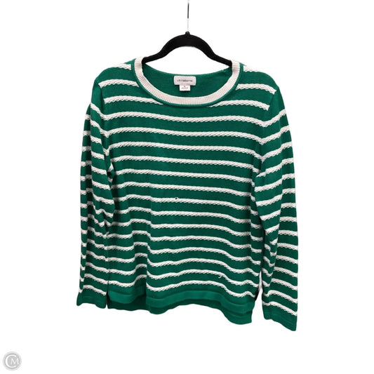 Sweater By Liz Claiborne In Green & White, Size: Xl