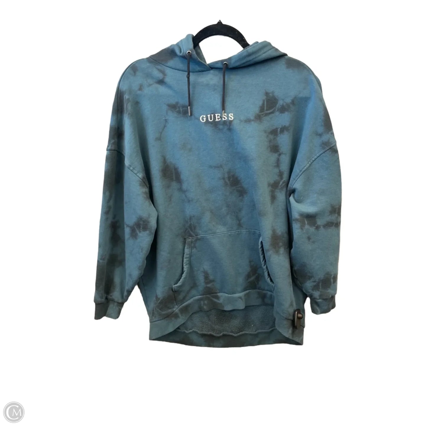 Sweatshirt Hoodie By Guess In Blue, Size: M
