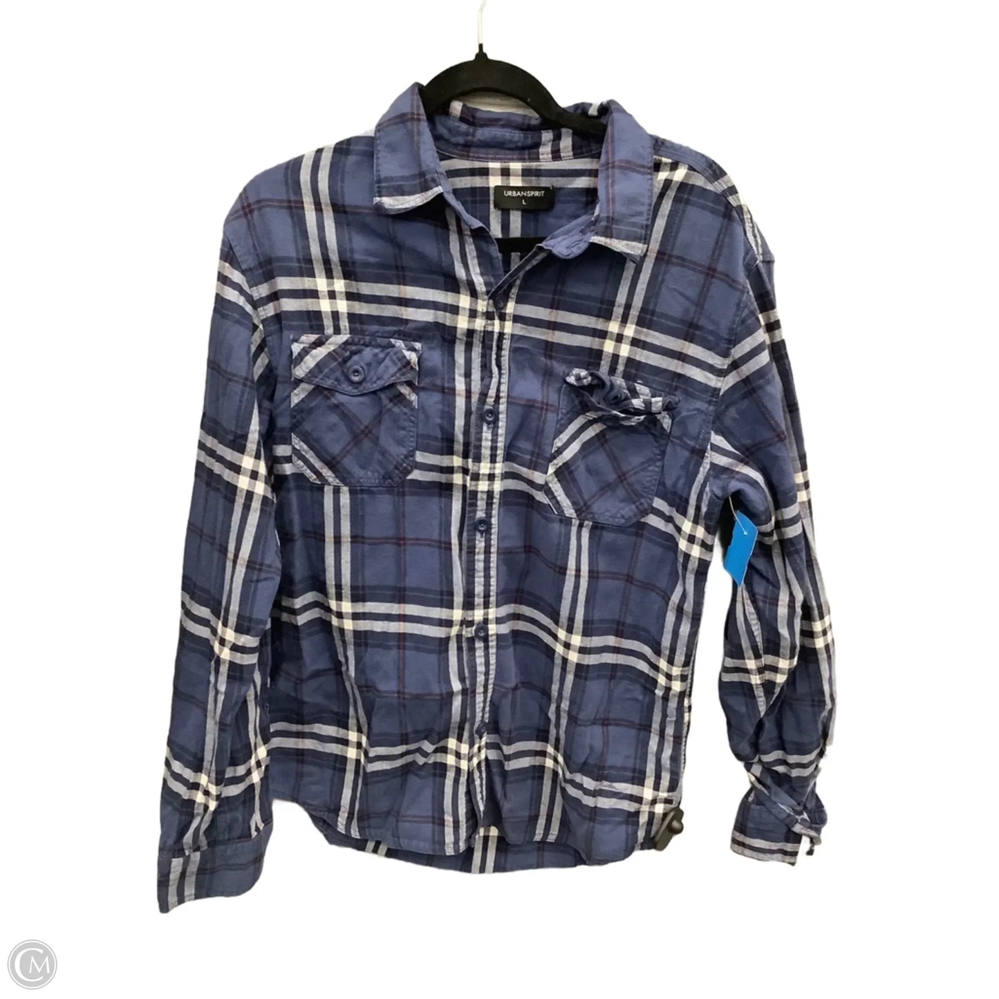 Top Long Sleeve By Clothes Mentor In Plaid Pattern, Size: L