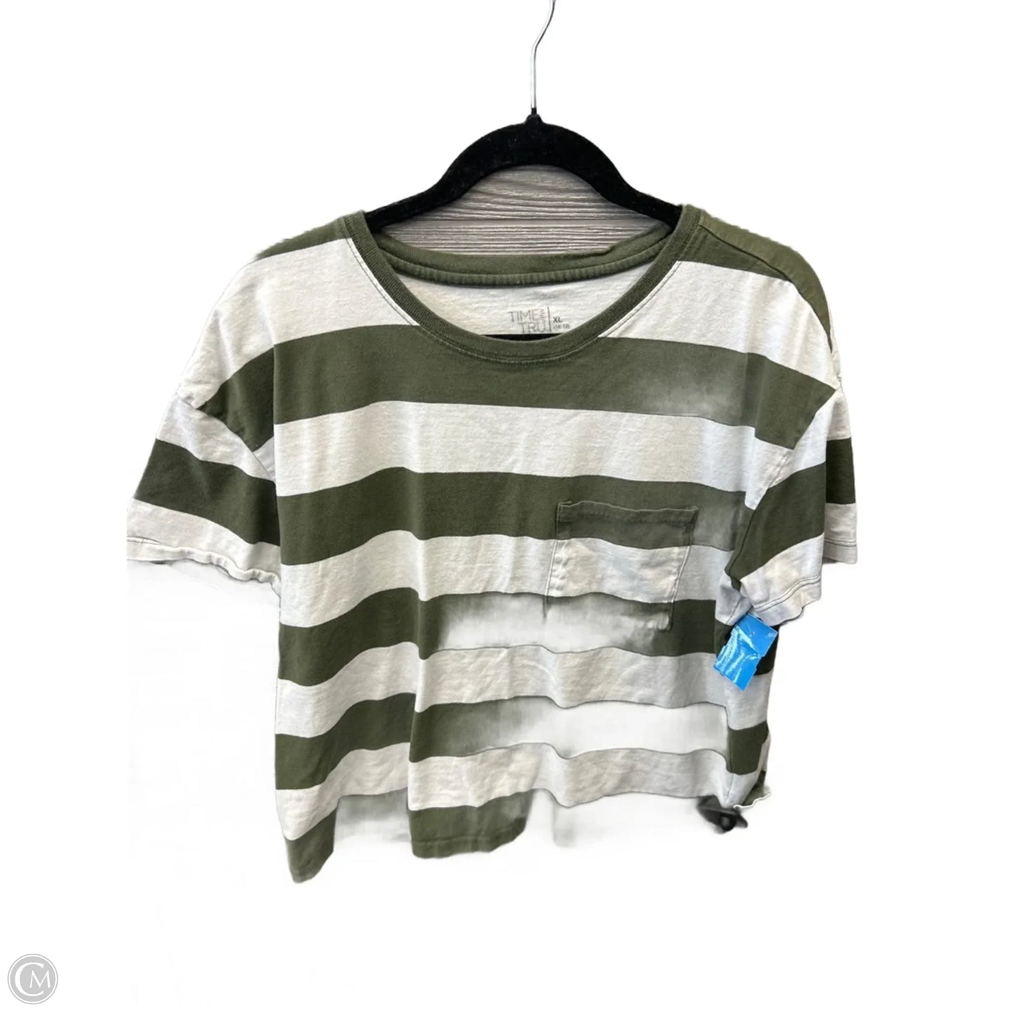 Top Short Sleeve By Time And Tru In Striped Pattern, Size: Xl