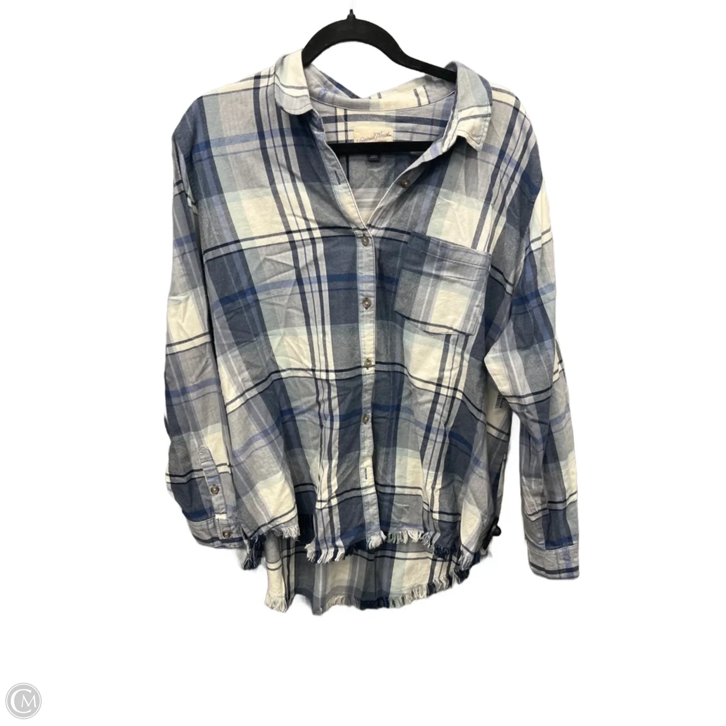 Top Long Sleeve By Universal Thread In Plaid Pattern, Size: L