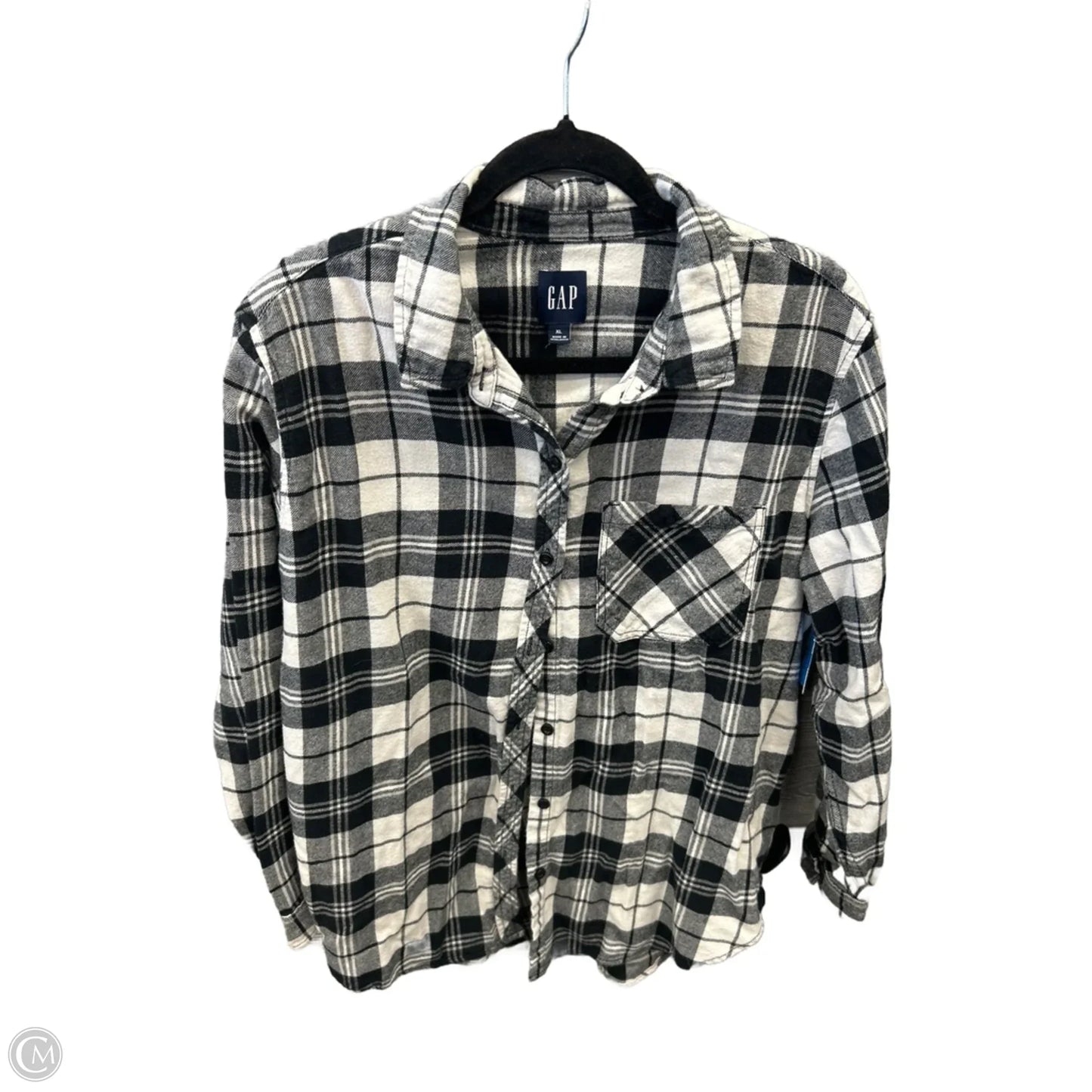 Top Long Sleeve By Gap In Plaid Pattern, Size: Xl