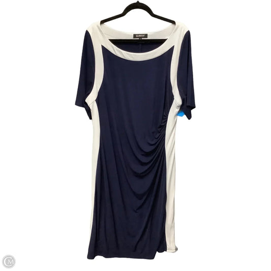 Dress Casual Midi By Glamour In Blue & White, Size: 3x