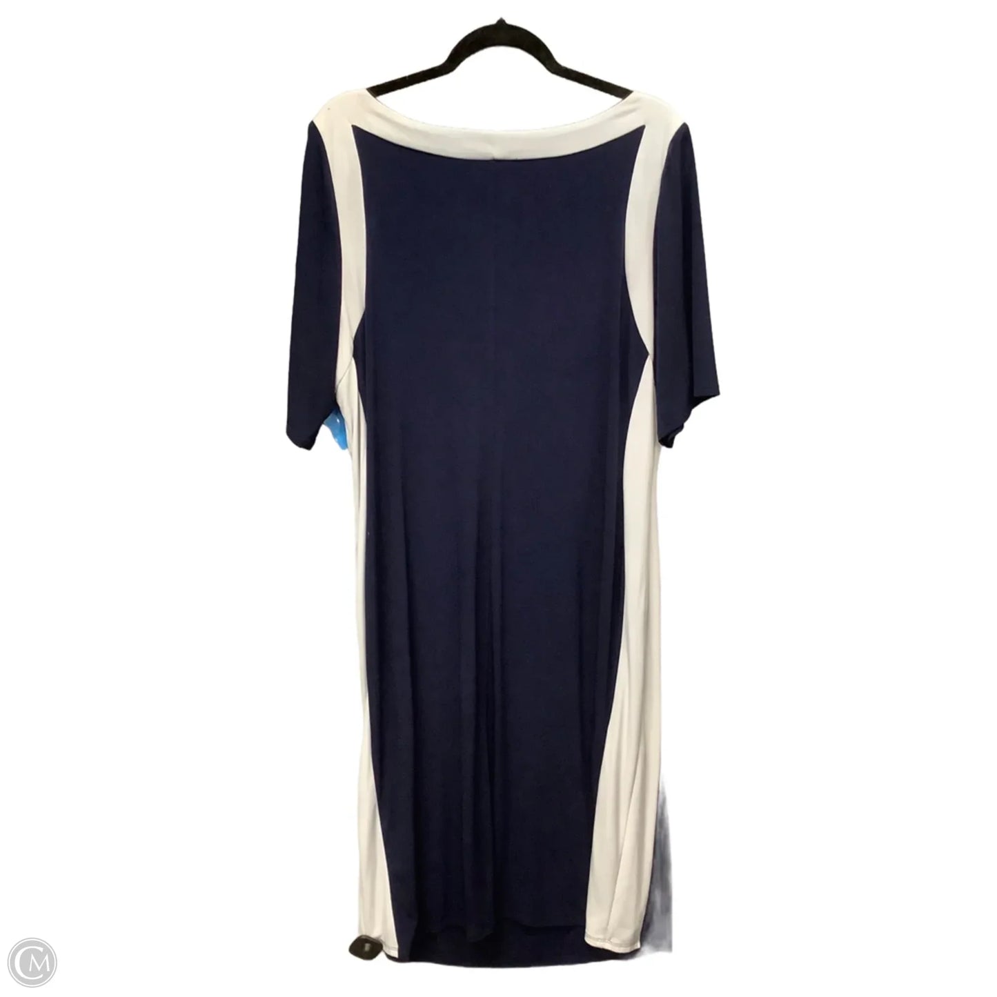 Dress Casual Midi By Glamour In Blue & White, Size: 3x