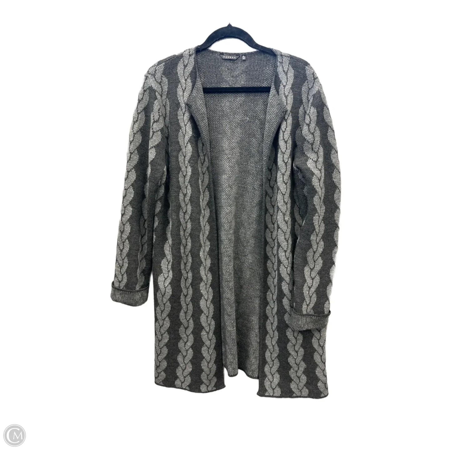 Sweater Cardigan By Hannah In Grey, Size: Xl