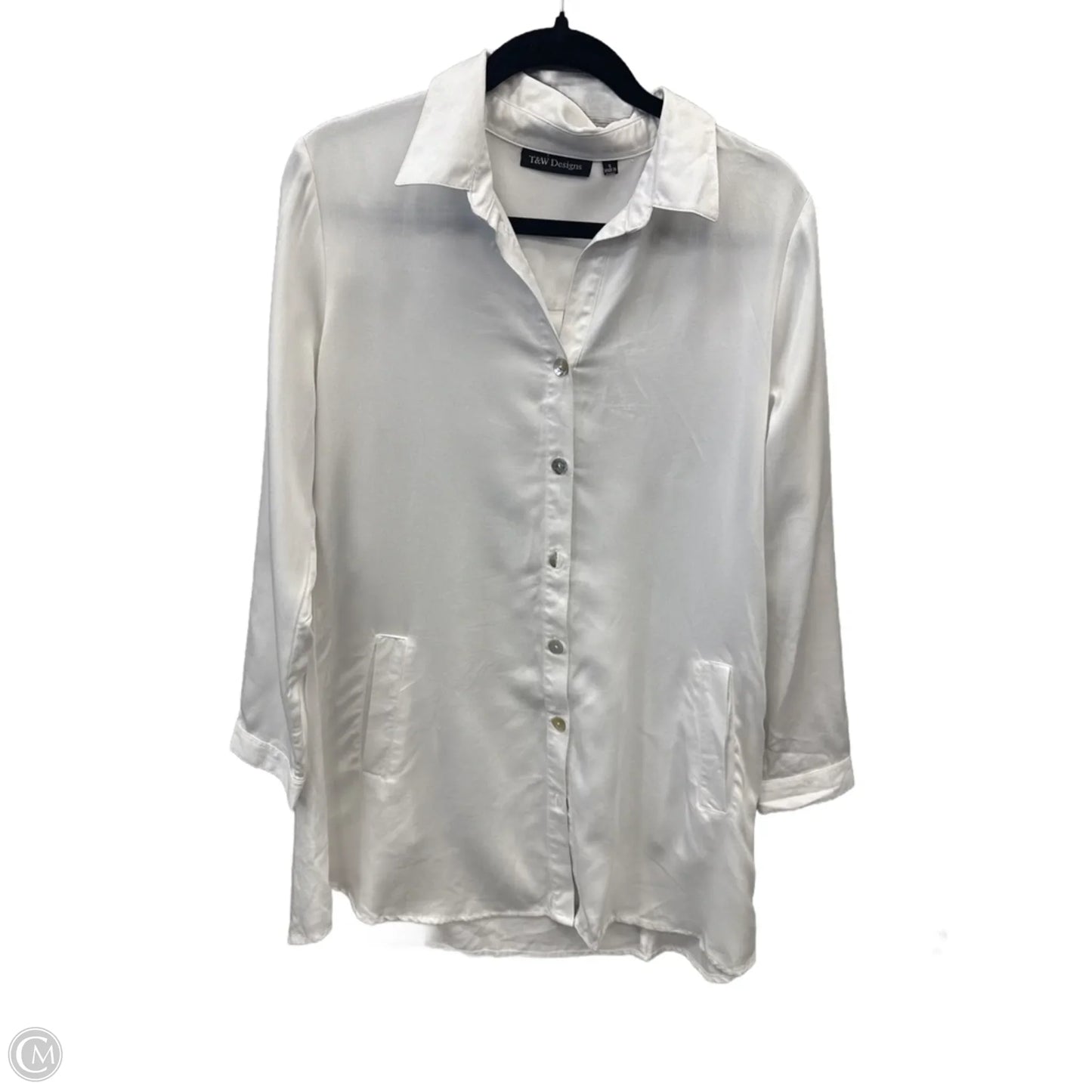 Tunic Long Sleeve By Clothes Mentor In White, Size: S