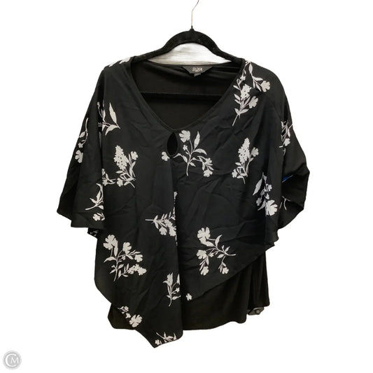 Blouse Short Sleeve By Investments In Black, Size: 1x