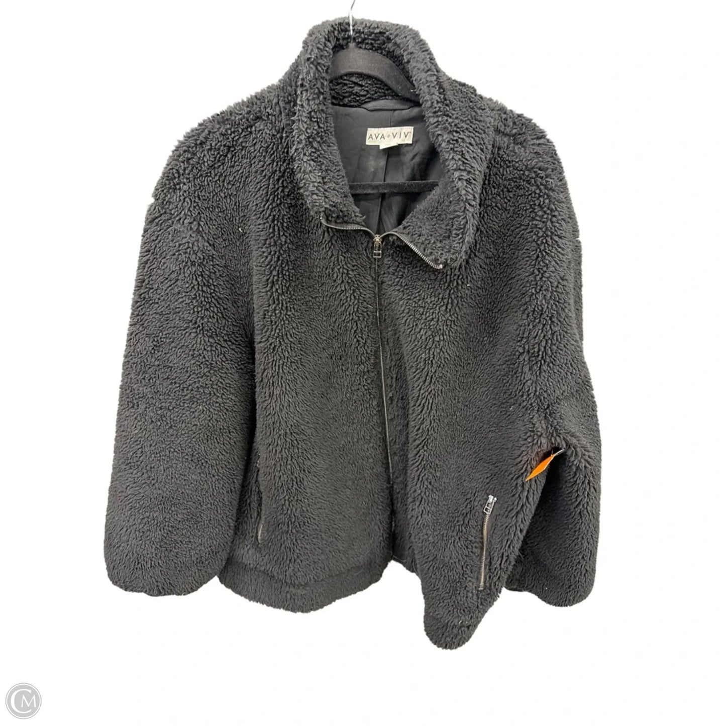 Jacket Faux Fur & Sherpa By Ava & Viv In Black, Size: 2x