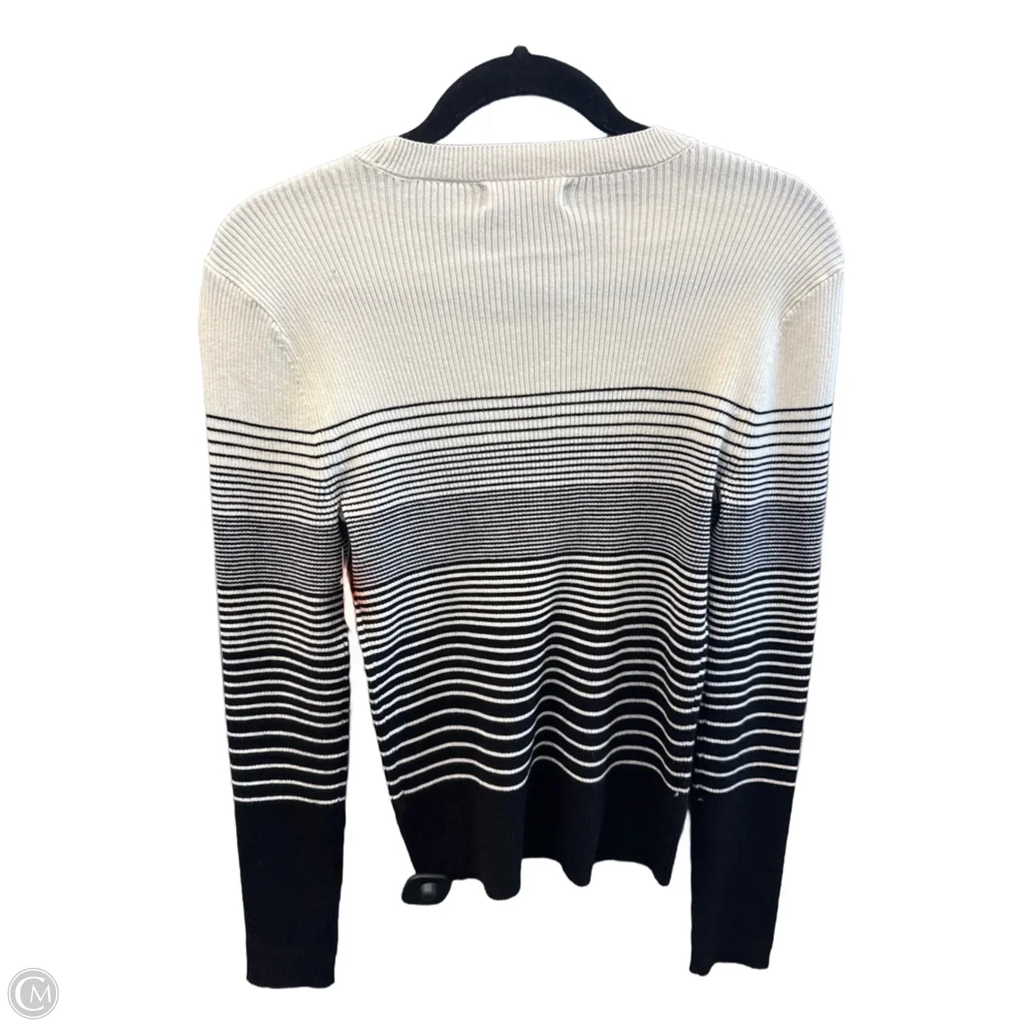 Top Long Sleeve By Nine West Apparel In Black & Cream, Size: M
