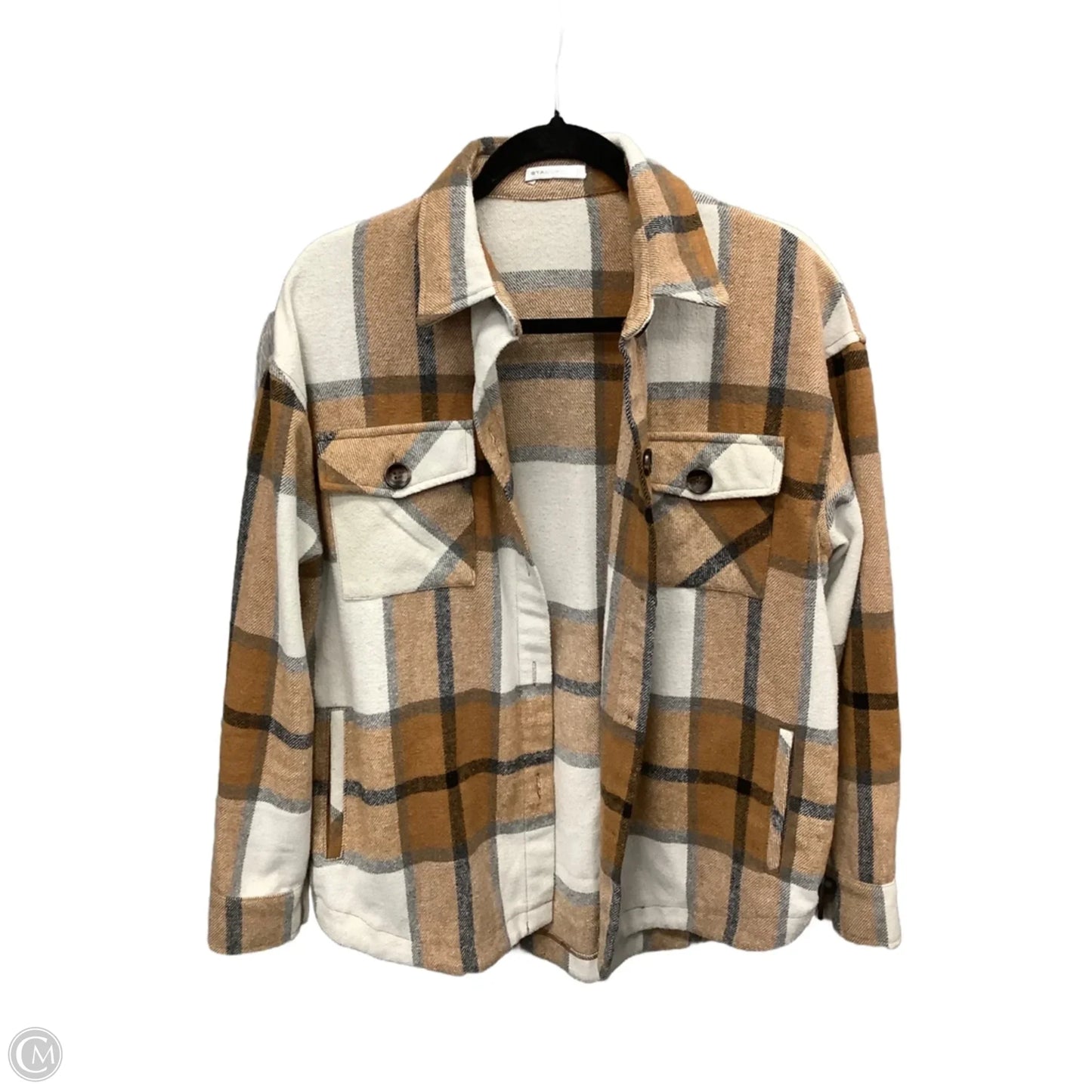 Jacket Shirt By Staccato In Plaid Pattern, Size: S