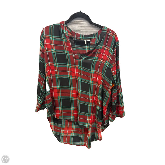 Top Long Sleeve By Cato In Plaid Pattern, Size: L