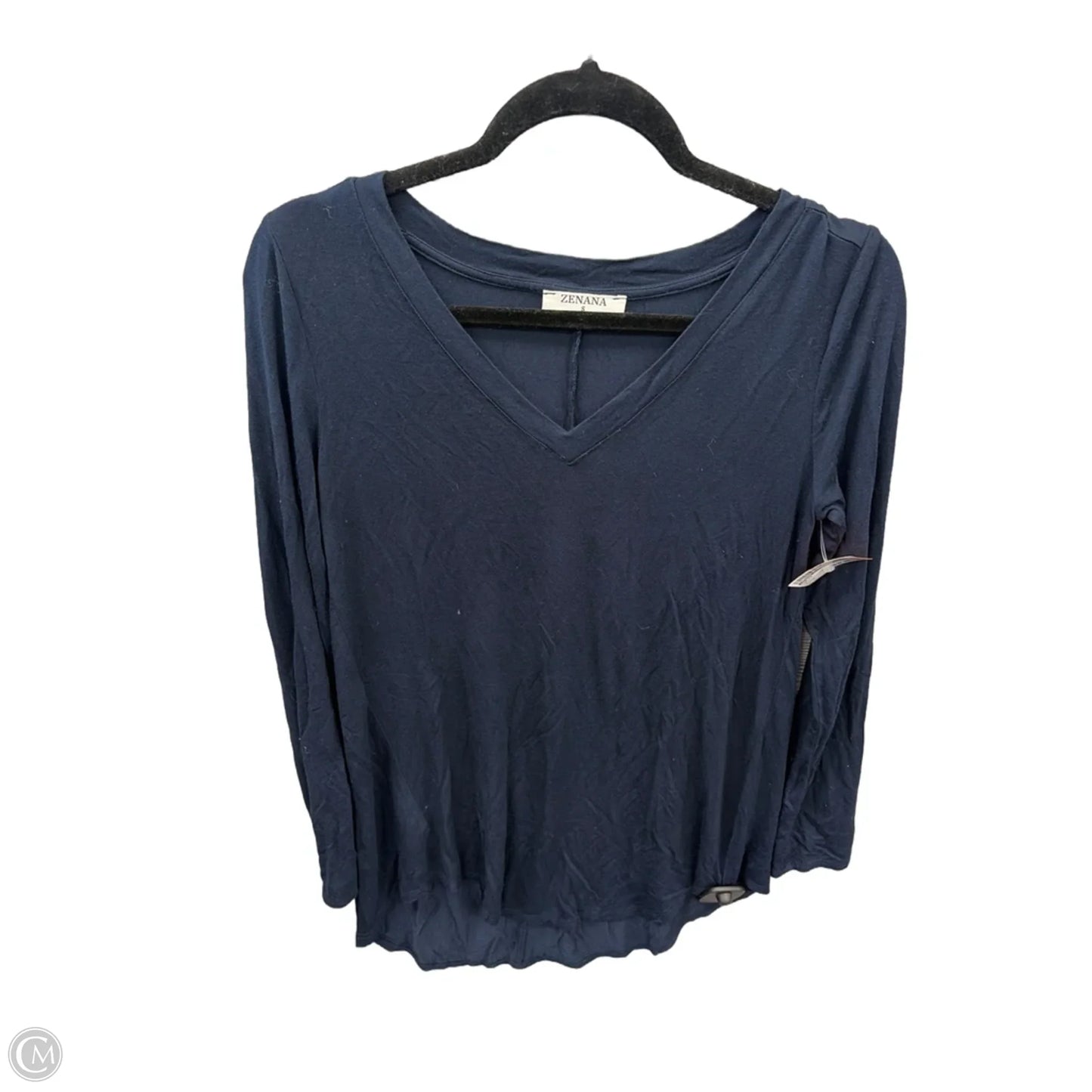 Top Long Sleeve By Zenana In Navy, Size: S