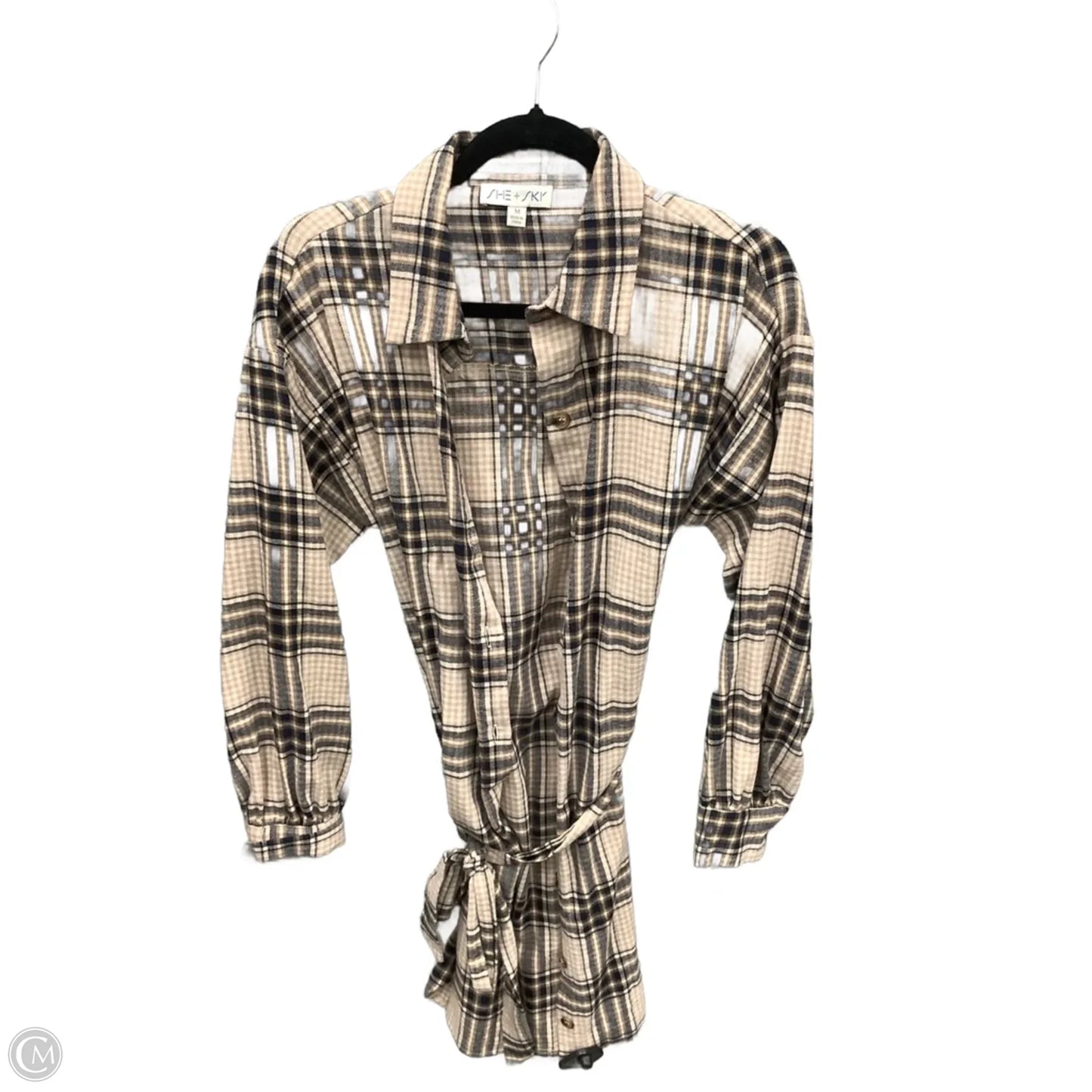 Tunic Long Sleeve By She + Sky In Plaid Pattern, Size: M