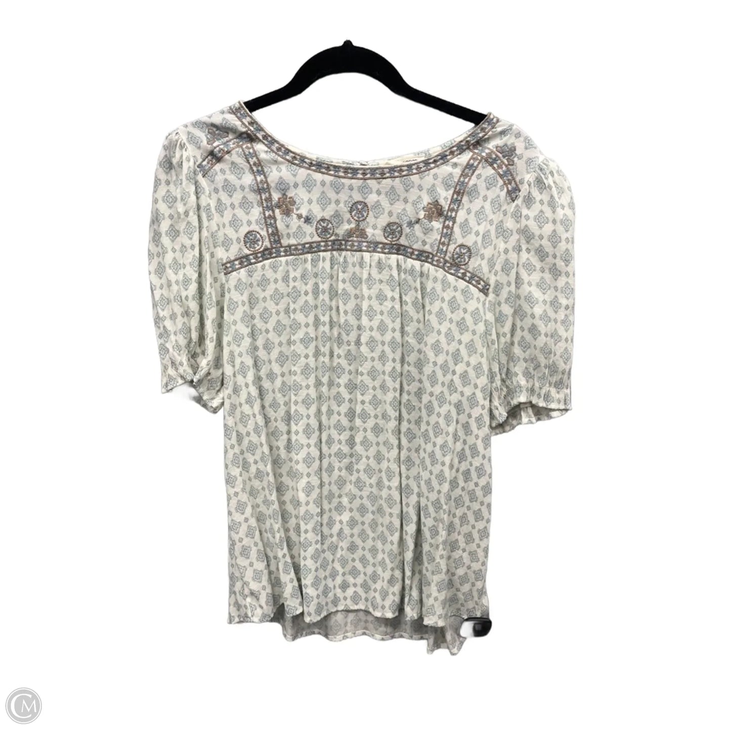 Blouse Short Sleeve By Clothes Mentor In Green & White, Size: 1x