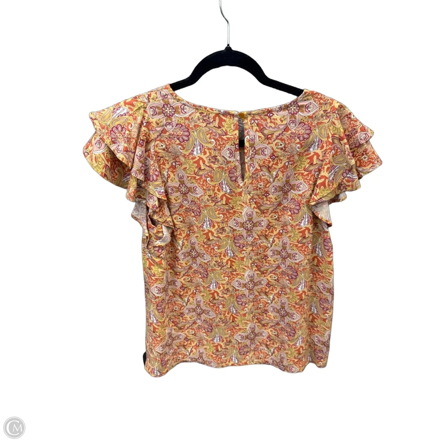 Top Short Sleeve By Anne Carson In Orange & Yellow, Size: S