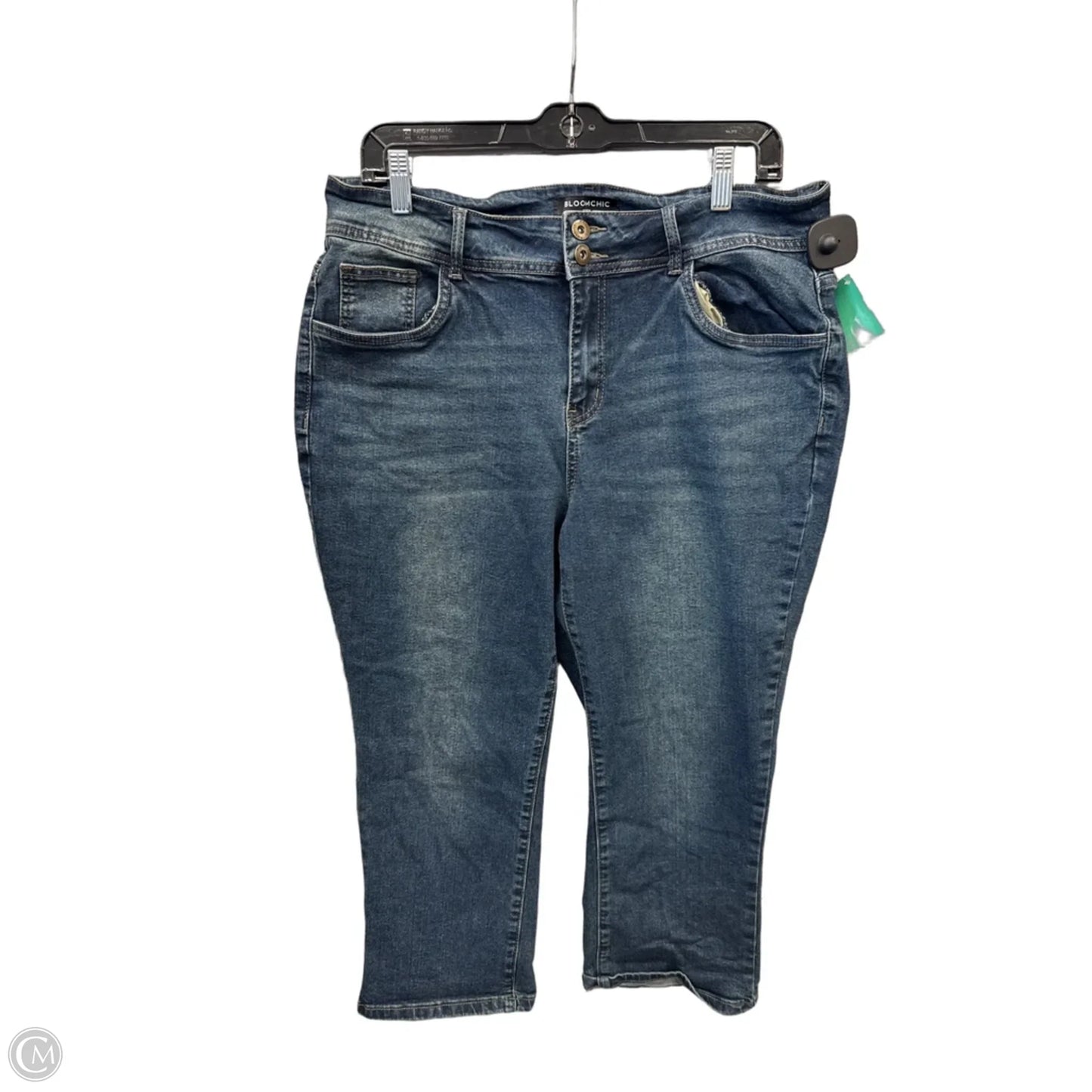 Jeans Cropped By Bloomchic In Blue Denim, Size: 14