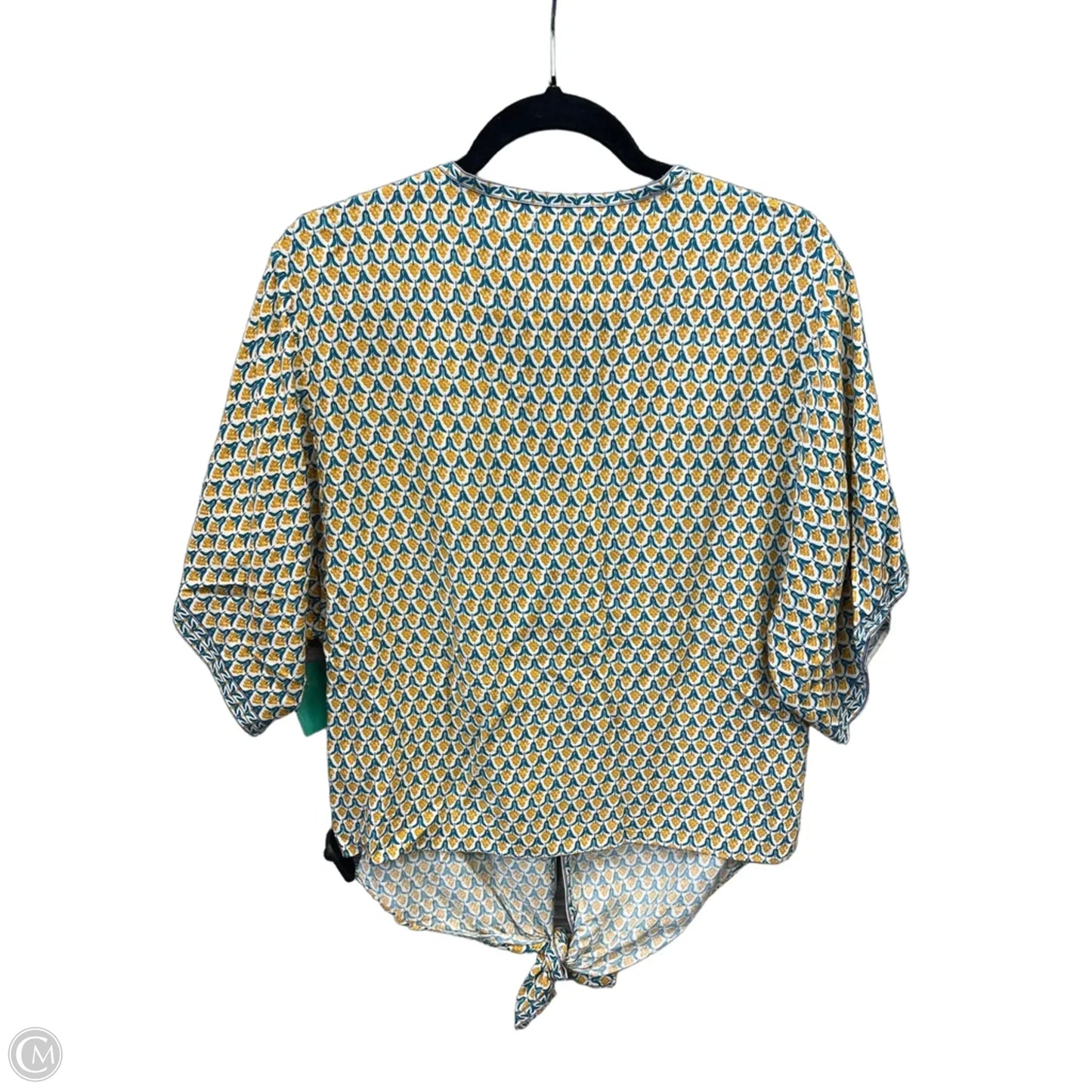 Top Short Sleeve By Max Studio In Blue & Yellow, Size: M