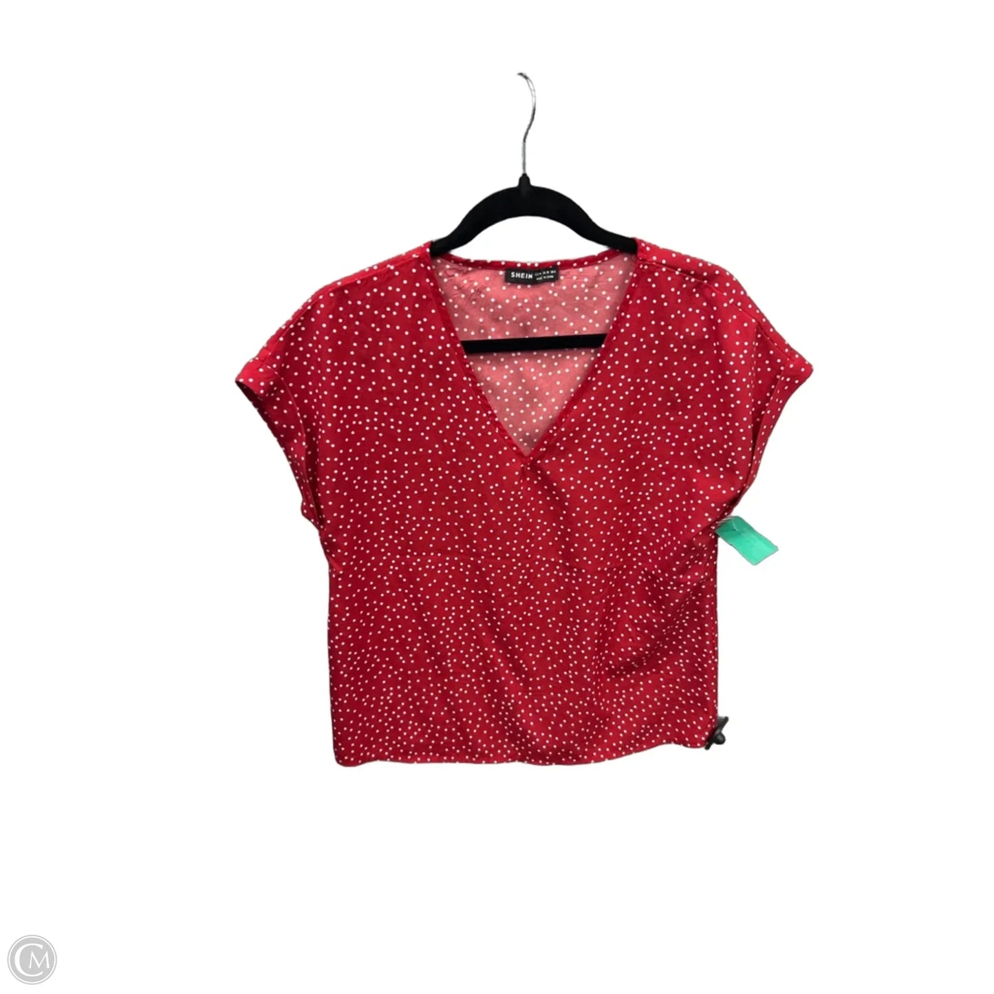 Top Short Sleeve By Shein In Polkadot Pattern, Size: M
