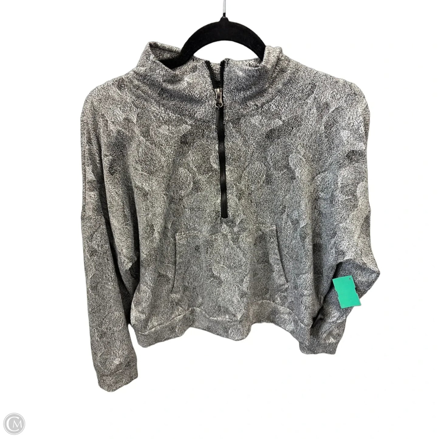 Athletic Top Long Sleeve Collar By Kyodan In Grey, Size: M