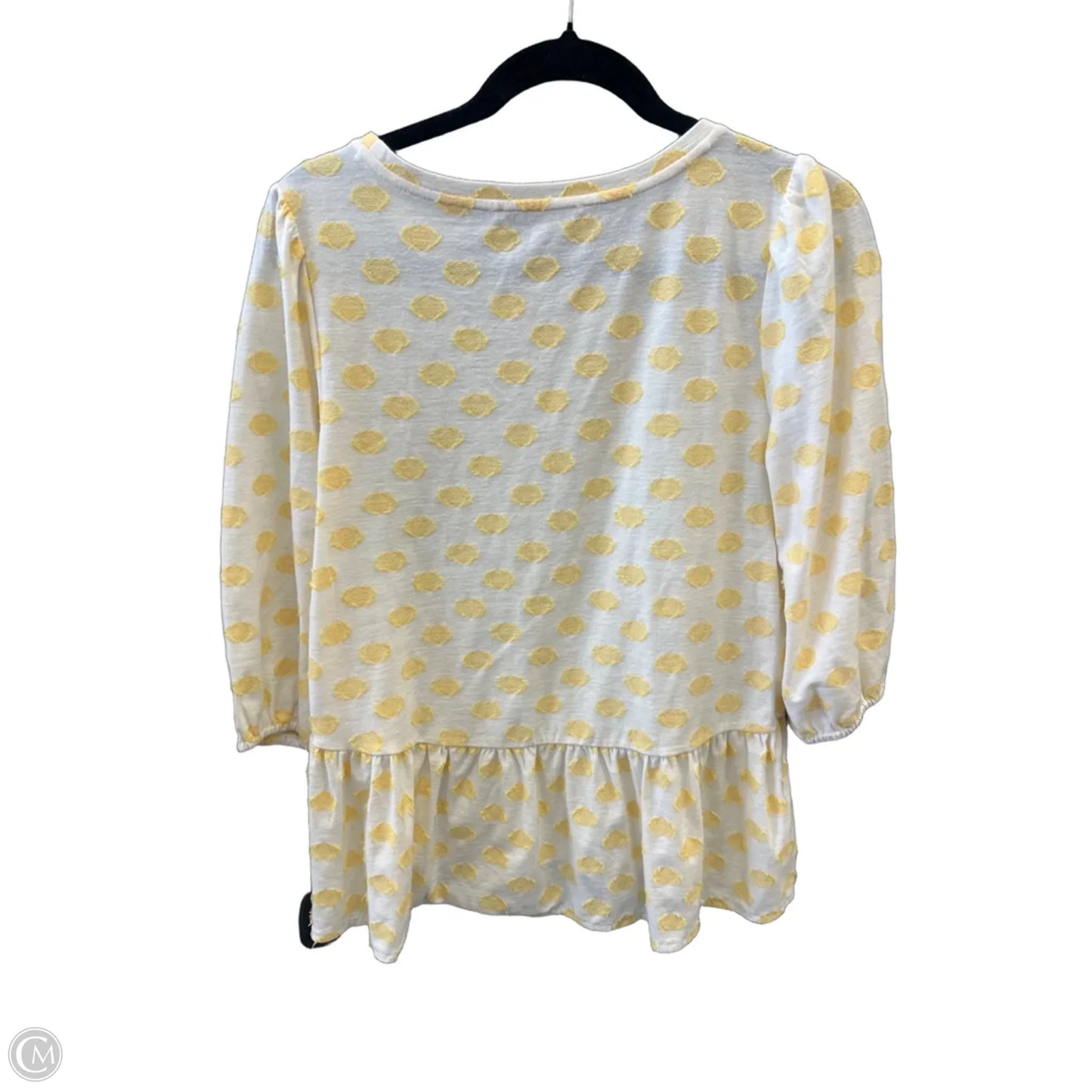 Top Long Sleeve By Loft In White & Yellow, Size: S