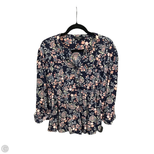 Top Long Sleeve By Roz And Ali In Blue, Size: Xl