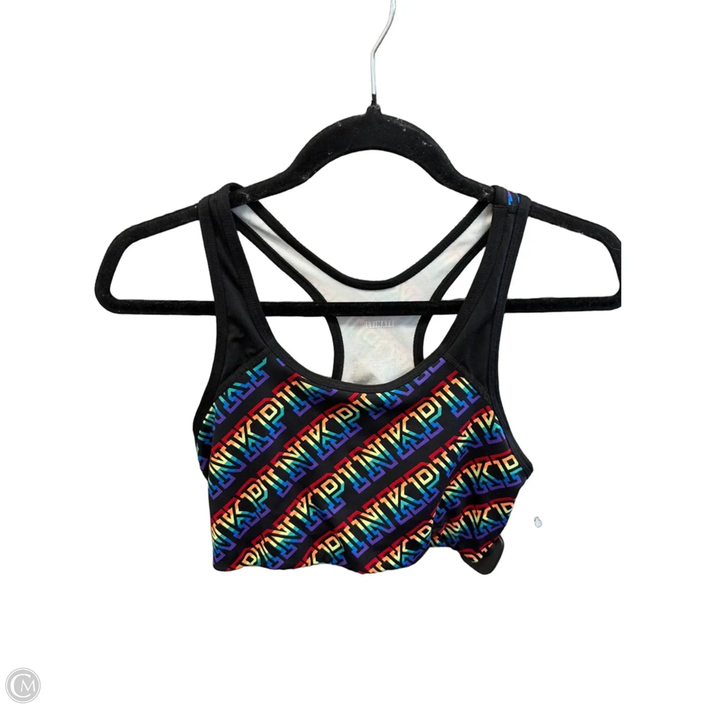 Athletic Bra By Pink In Rainbow Print, Size: L