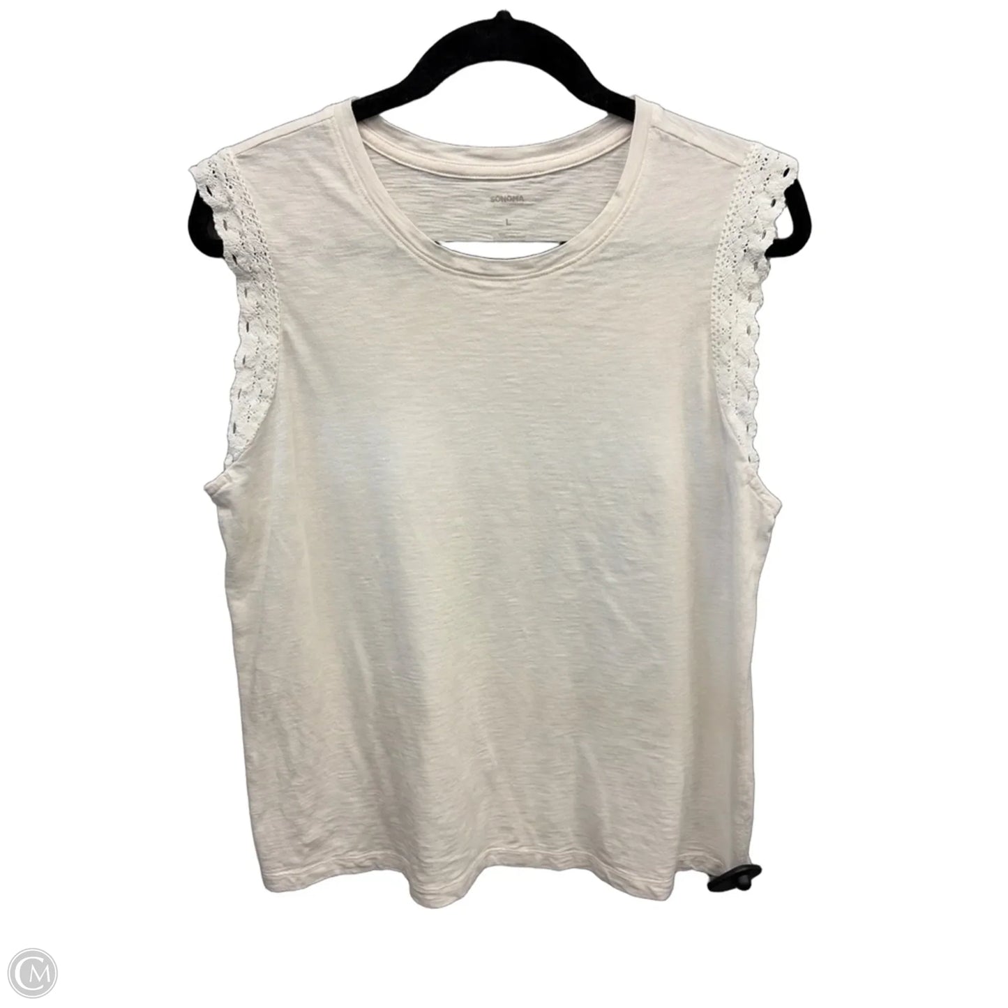 Top Sleeveless By Sonoma In Cream, Size: L