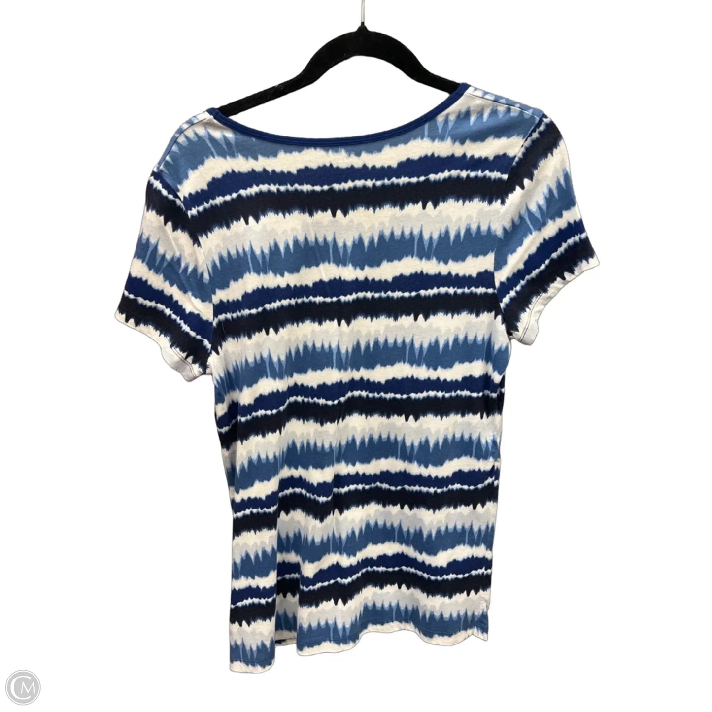 Top Short Sleeve By Falls Creek In Blue & White, Size: L