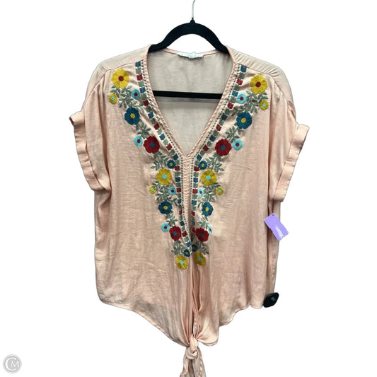 Blouse Short Sleeve By Clothes Mentor In Pink, Size: S
