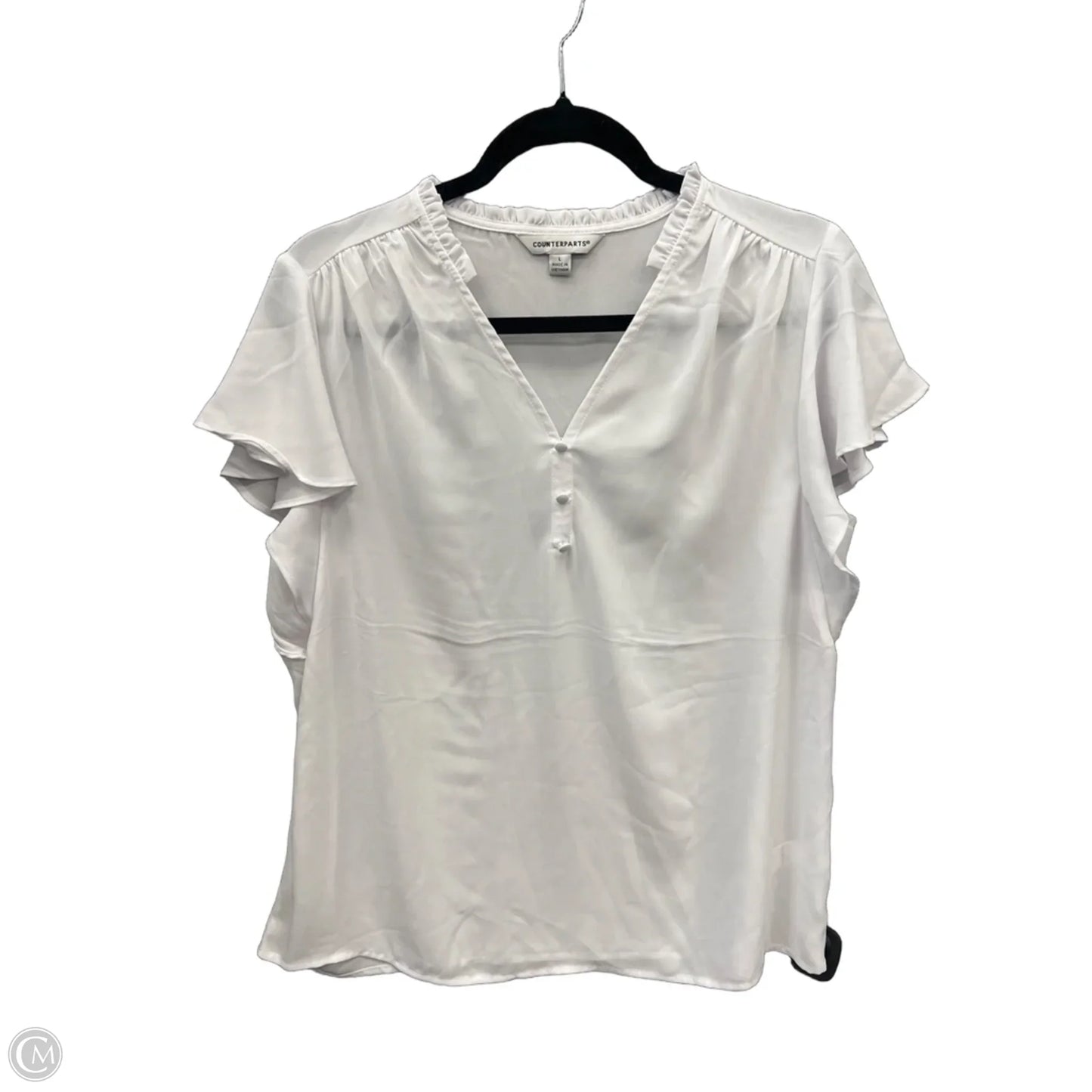 Top Short Sleeve By Counterparts In White, Size: L