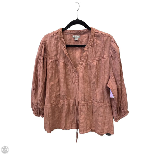 Top Long Sleeve By Falls Creek In Brown, Size: 2x
