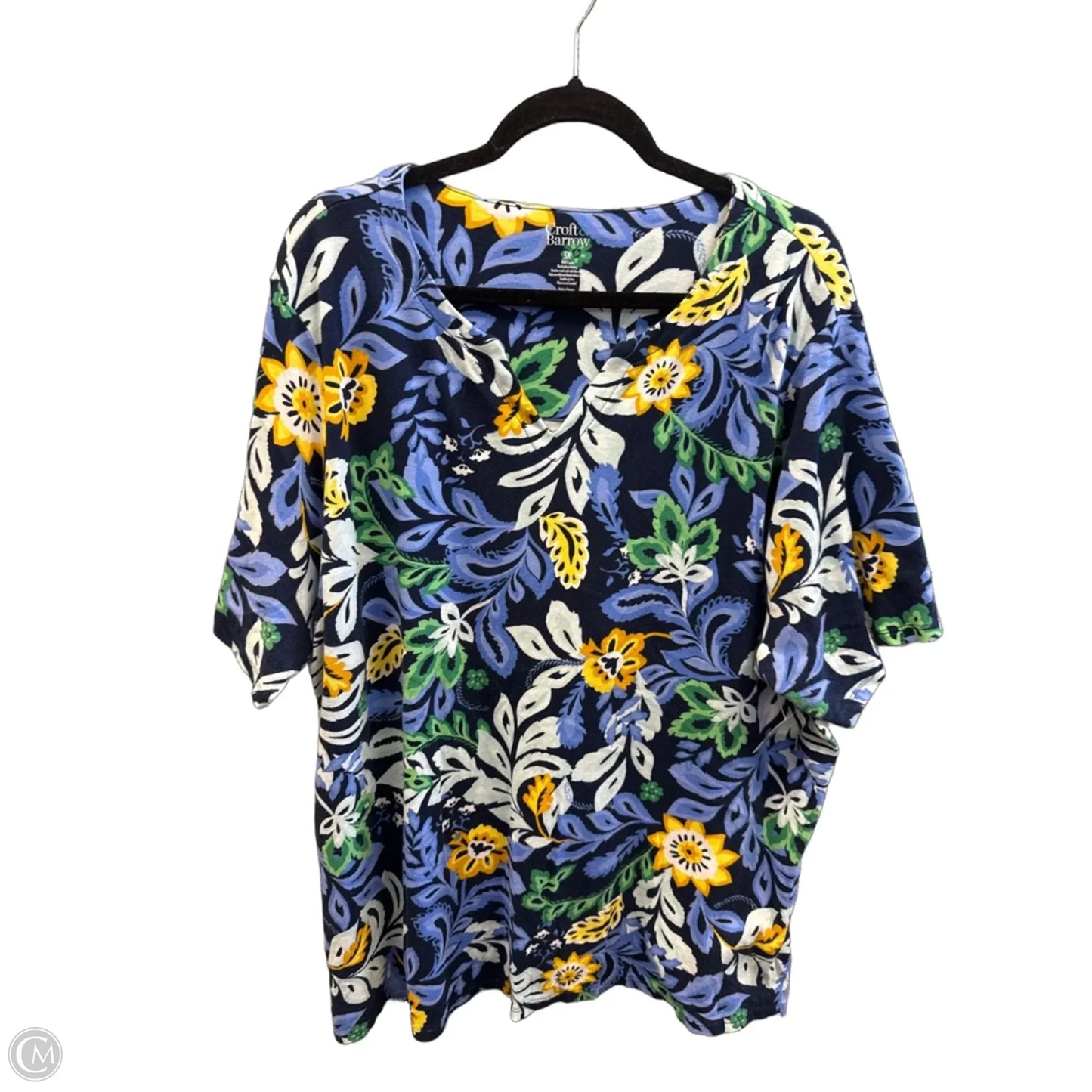 Top Short Sleeve By Croft And Barrow In Navy, Size: 3x