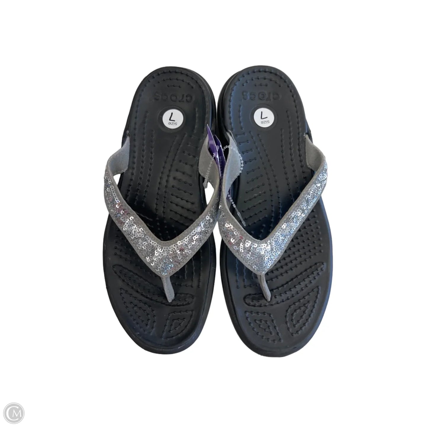 Sandals Flip Flops By Crocs In Black, Size: 7