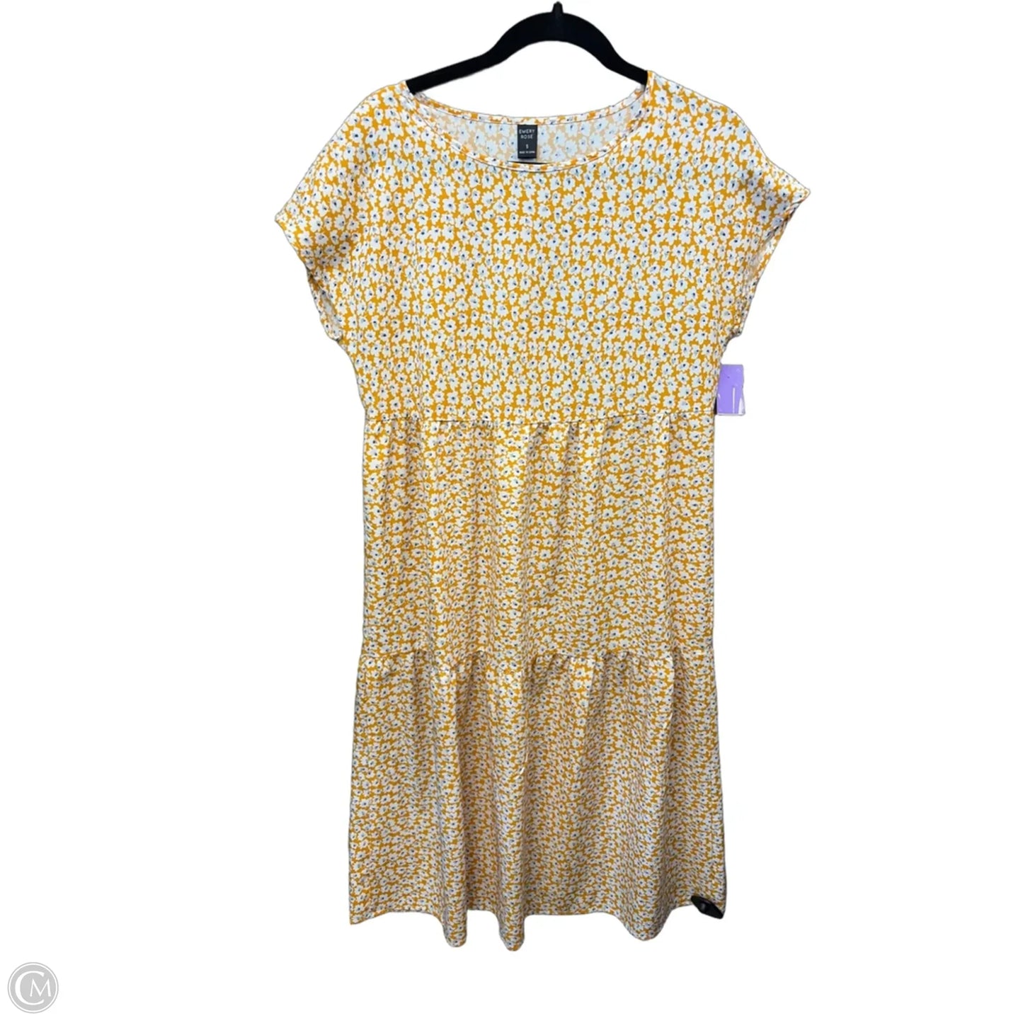 Dress Casual Midi By Emery Rose In White & Yellow, Size: S