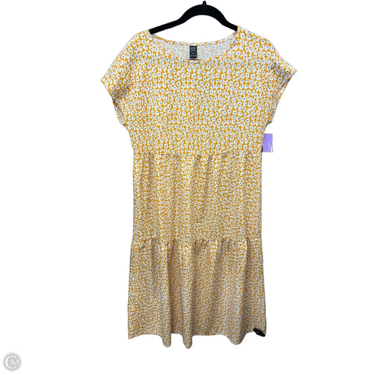 Dress Casual Midi By Emery Rose In White & Yellow, Size: S