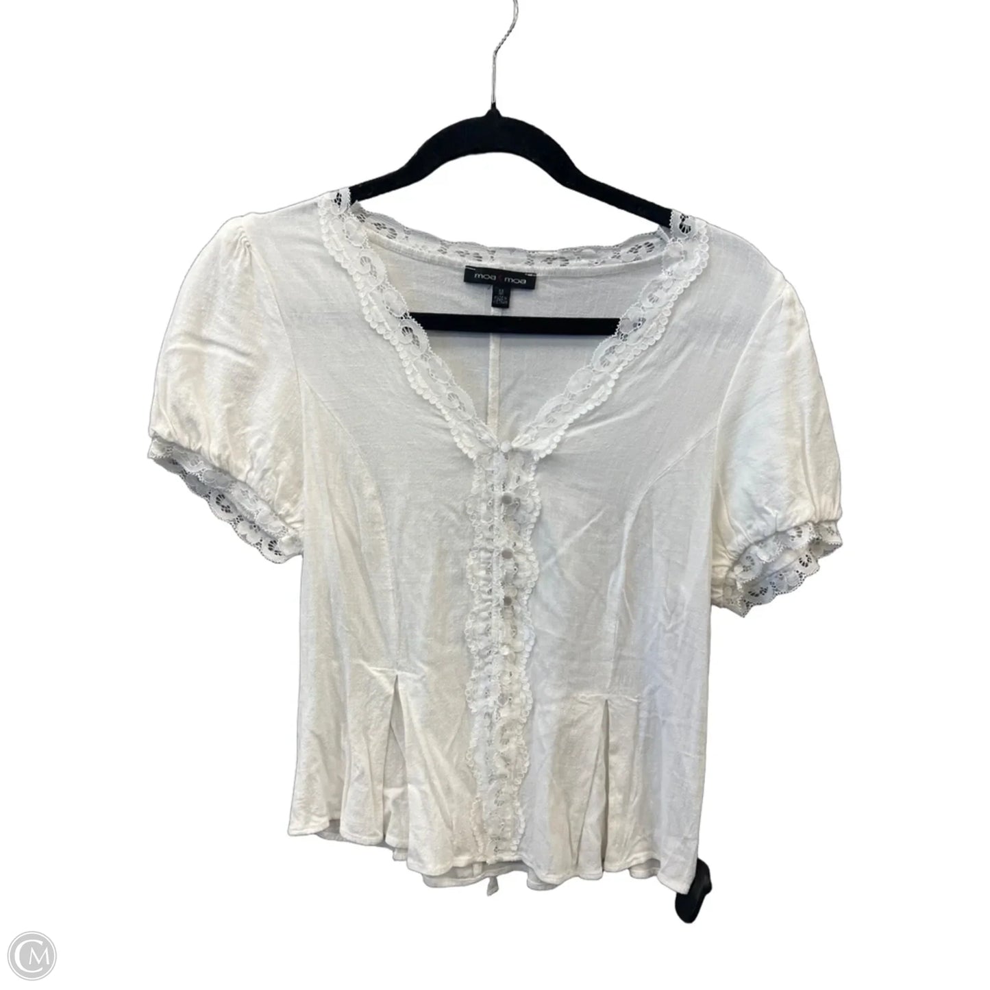 Top Short Sleeve By Moa Moa In White, Size: M