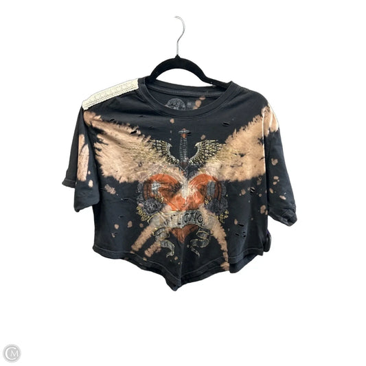 Top Short Sleeve By Affliction In Black & Cream, Size: Xl