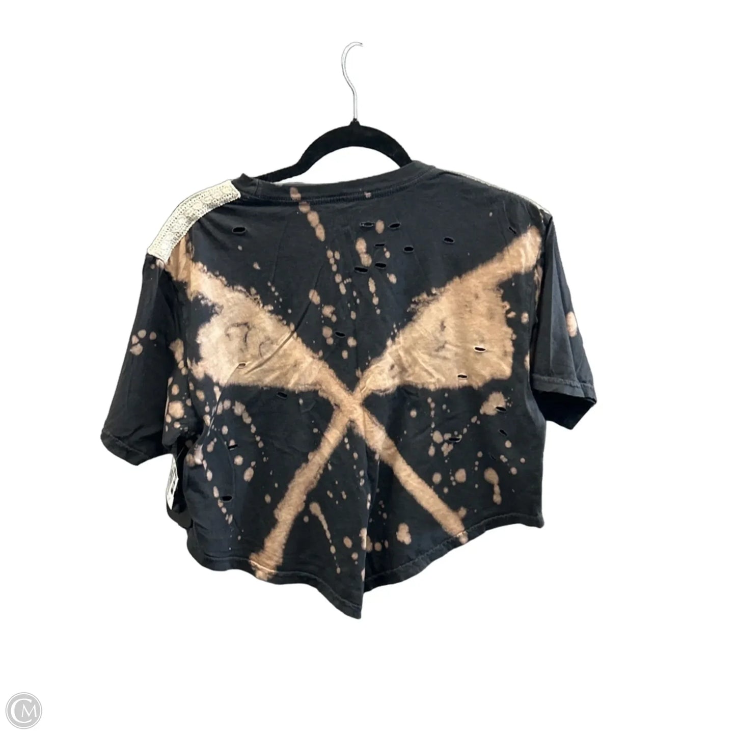 Top Short Sleeve By Affliction In Black & Cream, Size: Xl