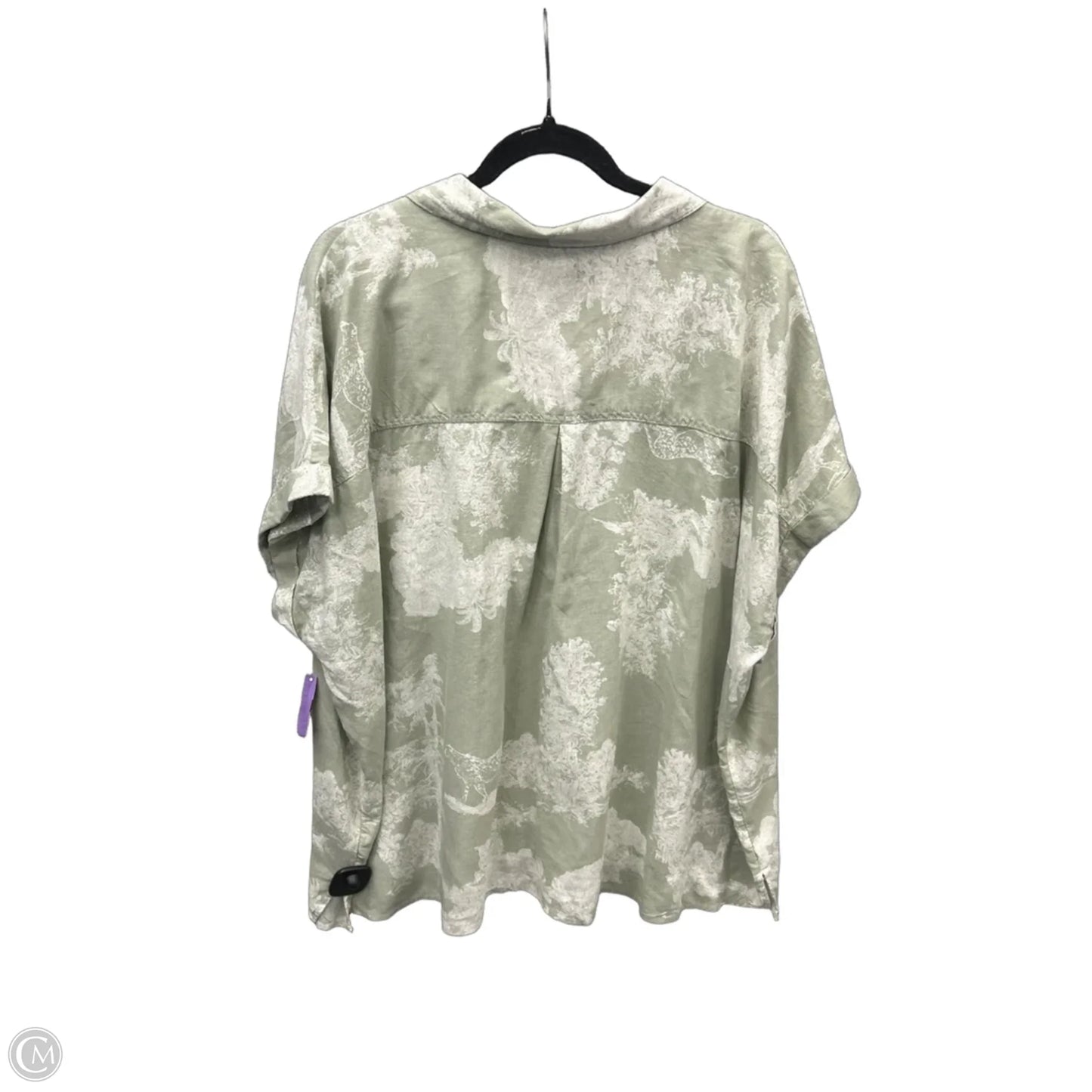 Top Short Sleeve By Falls Creek In Green & White, Size: 3x